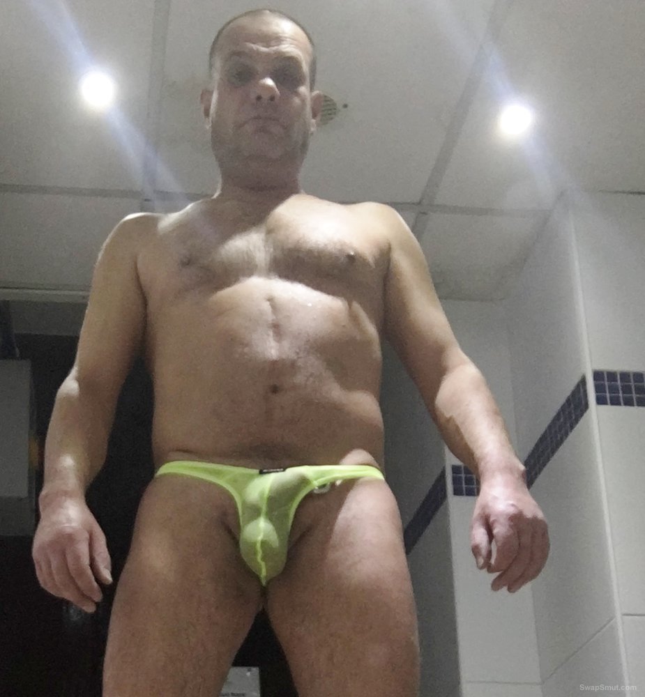 Big cock ring in thong at hotel